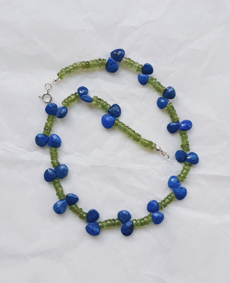 ELPİS Freshness | Peridot - Lapis Lazuli Doğal Taş Tasarım Kolye 