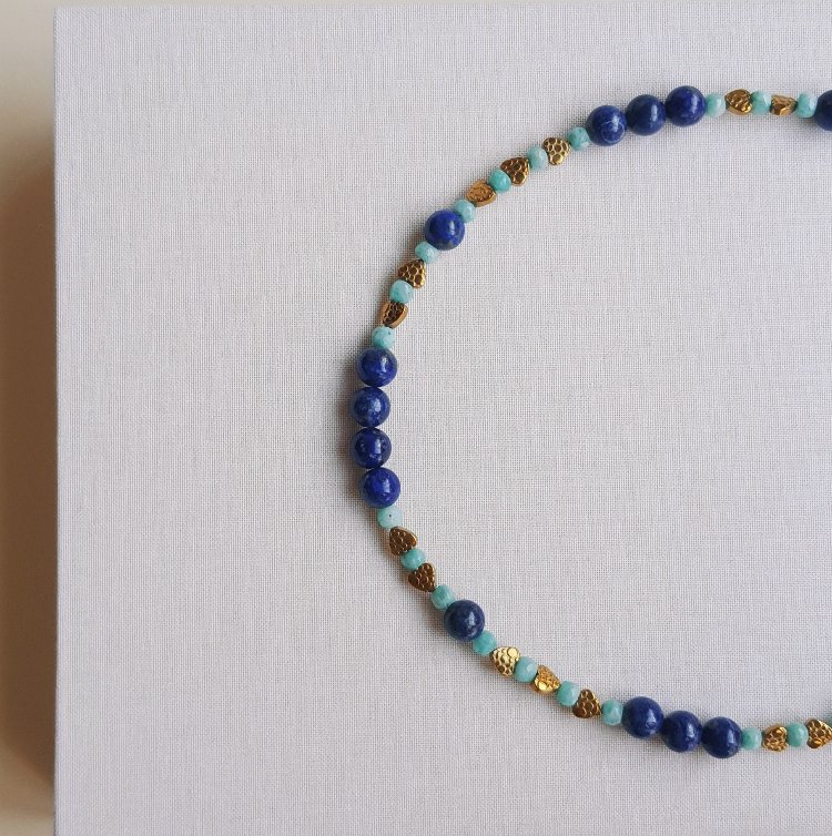 ELPİS Mi Cielo | Amazonit - Lapis Lazuli Doğal Taş Tasarım Kolye