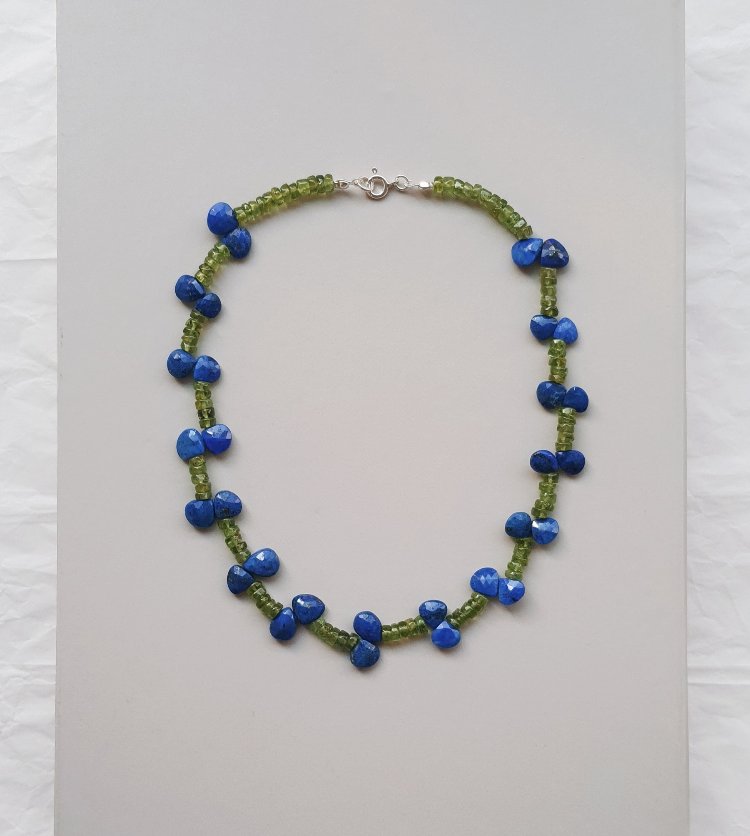 ELPİS Freshness | Peridot - Lapis Lazuli Doğal Taş Tasarım Kolye 