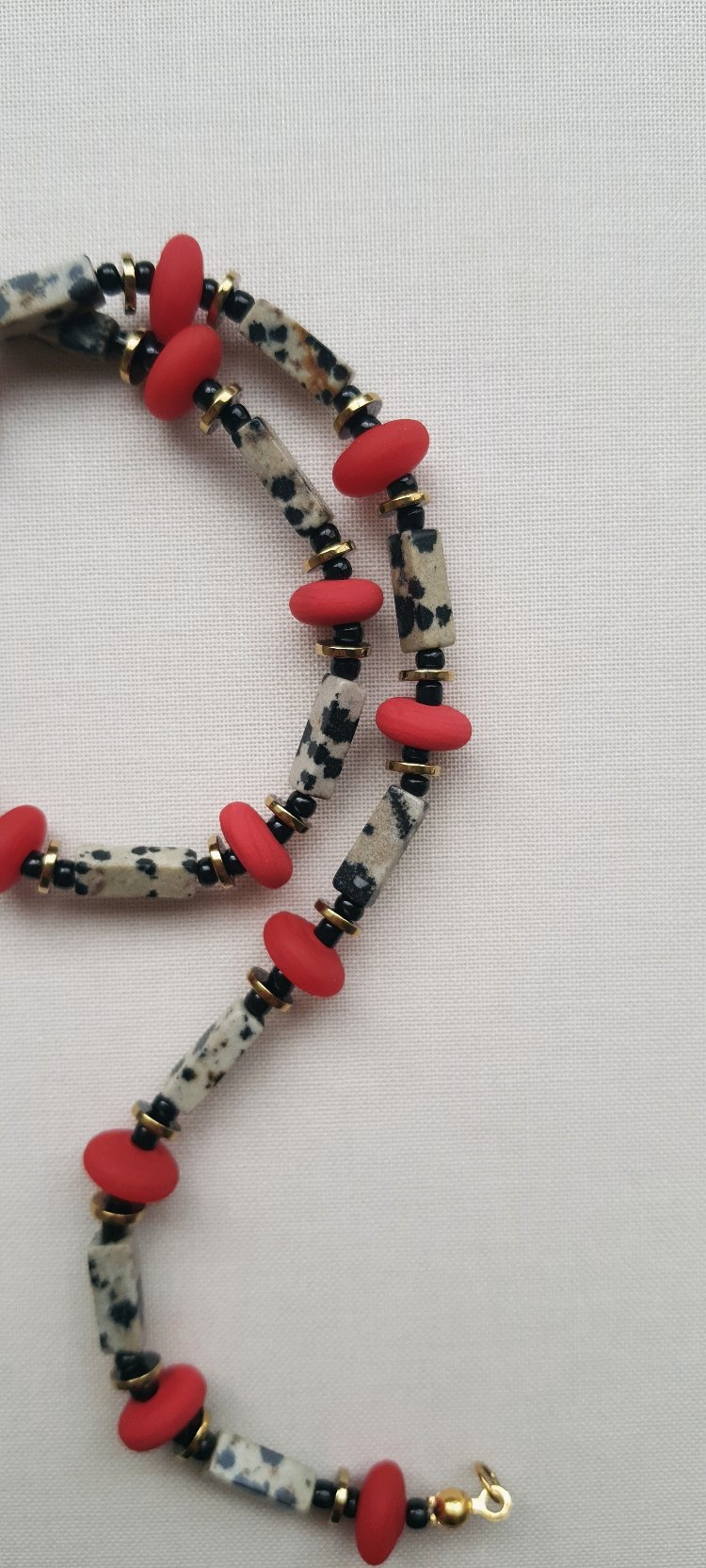 ELPİS Korelia | Cam Boncuk - Jasper Doğal Taş Tasarım Kolye 