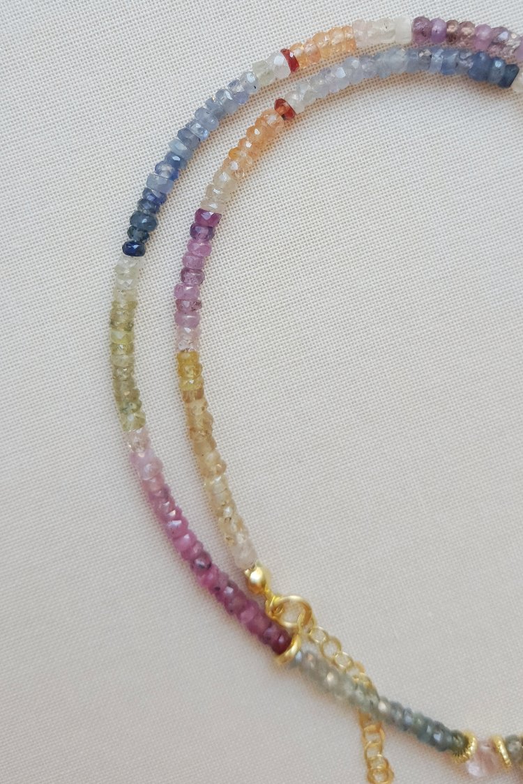 ELPİS Coastal Breeze No.II | Multicolor Safir Doğal Taş Tasarım Kolye