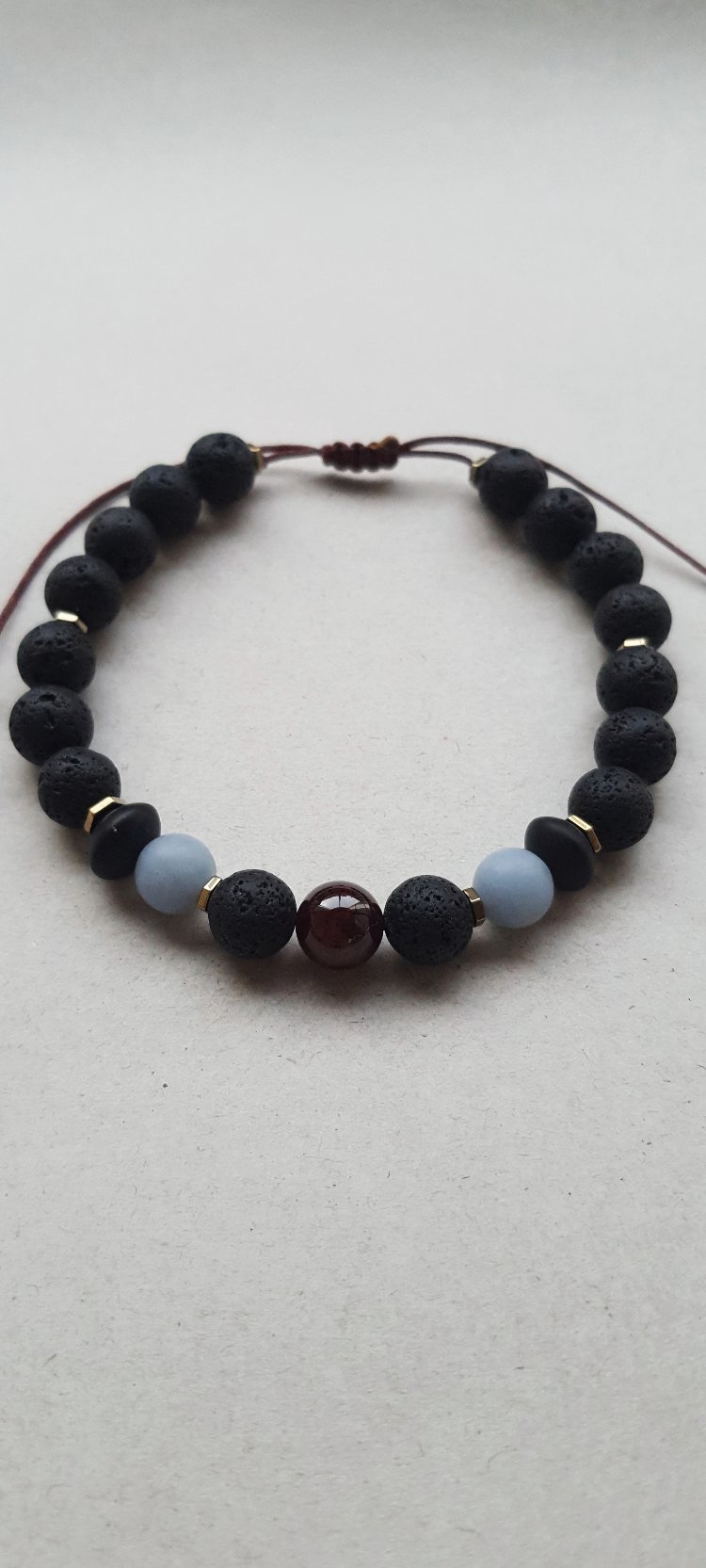 ELPİS Bodhi | Lav - Anjelit - Garnet Doğal Taş Tasarım Erkek Bileklik 
