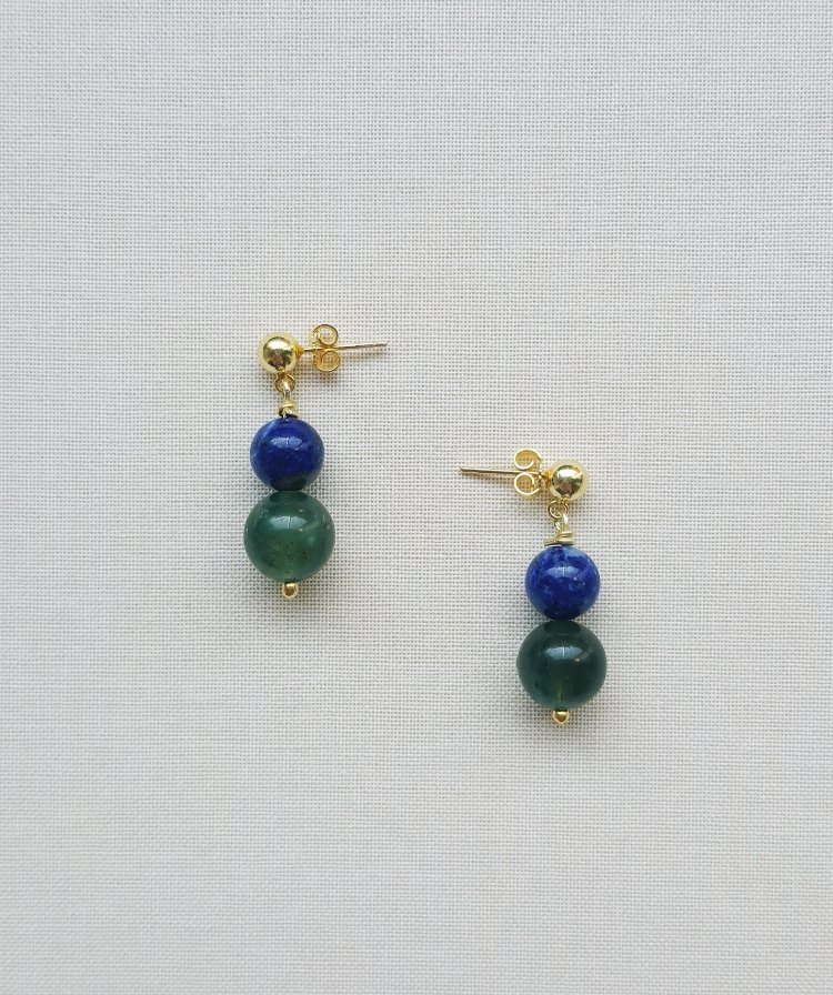 ELPİS Viviette | Lapis Lazuli - Yeşim Doğal Taş Küpe 