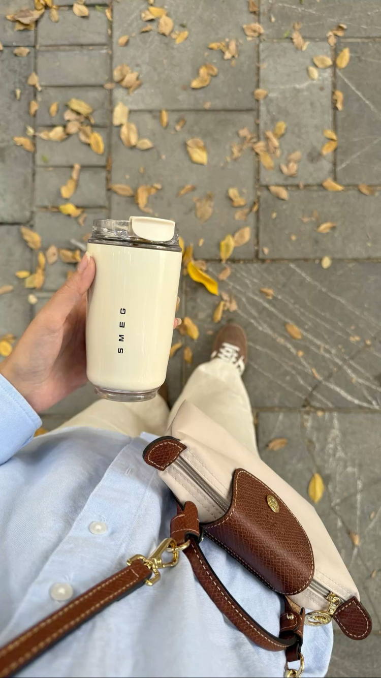  Smeg Mug Bardak Termos 240ML Paslanmaz Çelik Sızdırmaz Krem Renkli