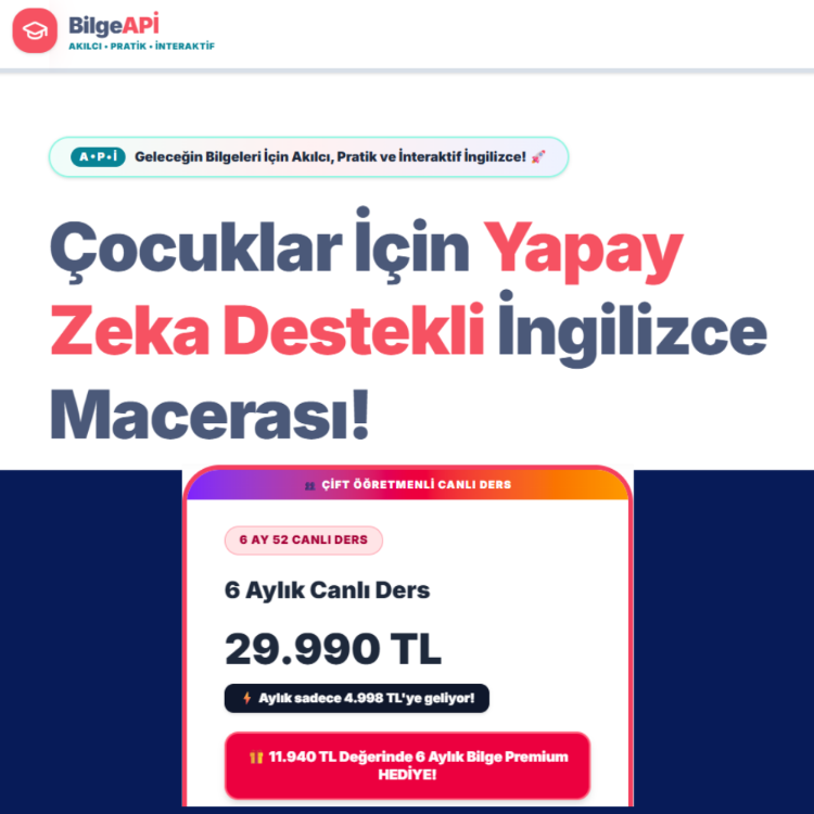 BİLGEAPİ CANLI DERS 6 AY ÜYELİK