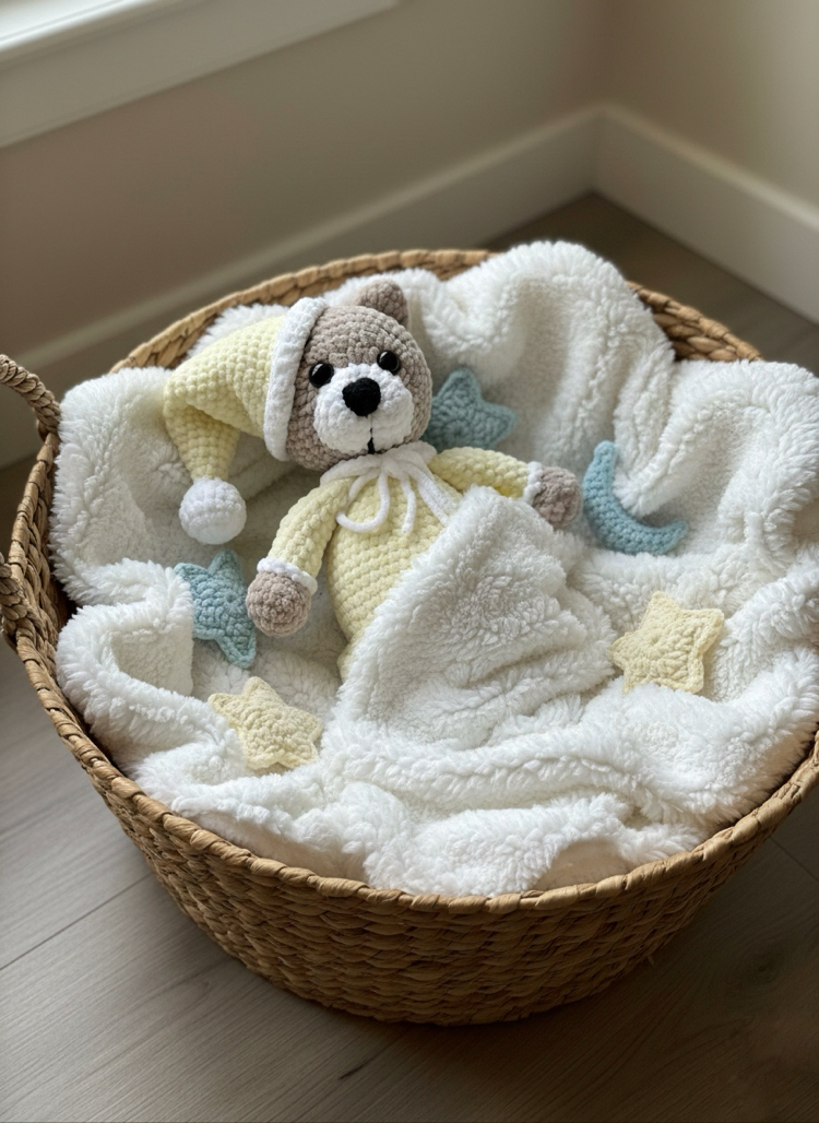 El Yapımı Sevimli Uyku Ayıcık – 35 cm Amigurumi