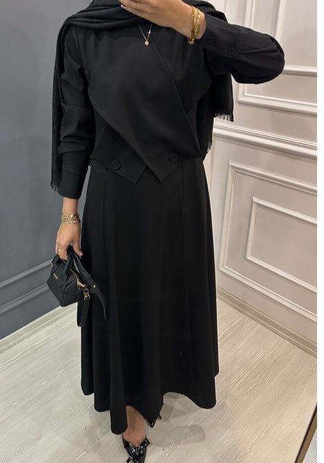 Siyah Çapraz detaylı Elbise