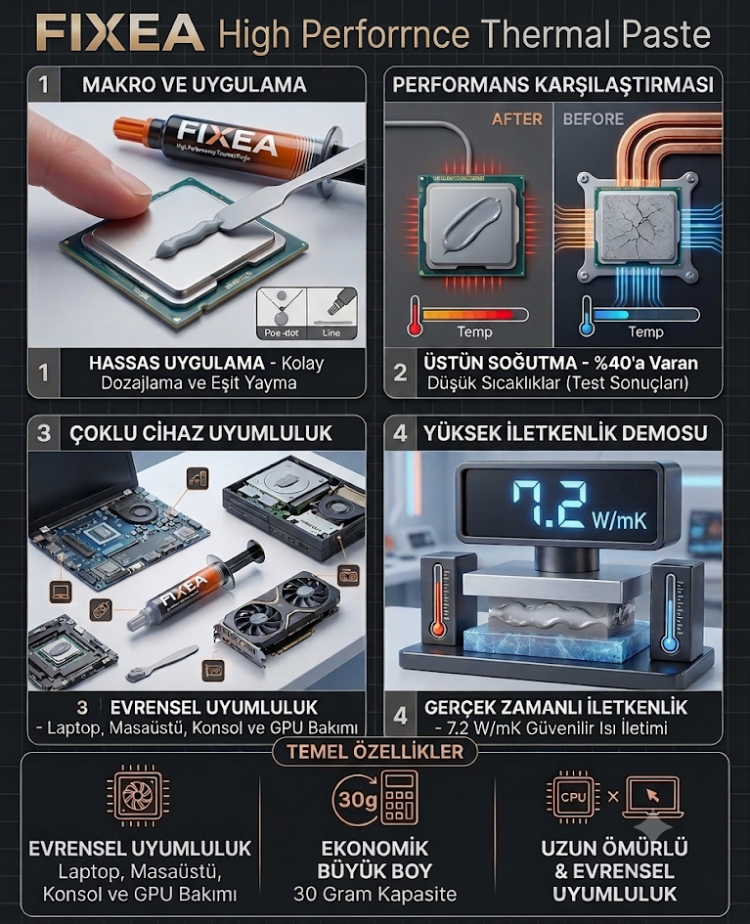 FixEA High Performance Termal Macun 7.2 W/mK - 30g Yüksek İletkenlik