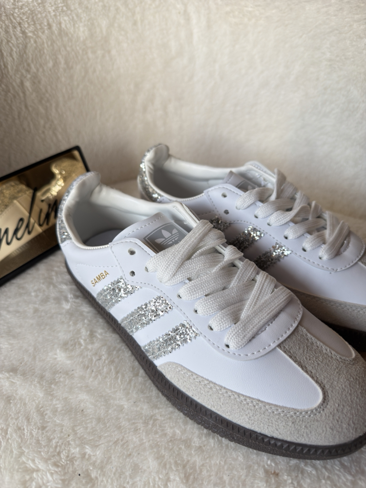 Adidas Samba OG – White / Glitter (Sequins Stripes) 