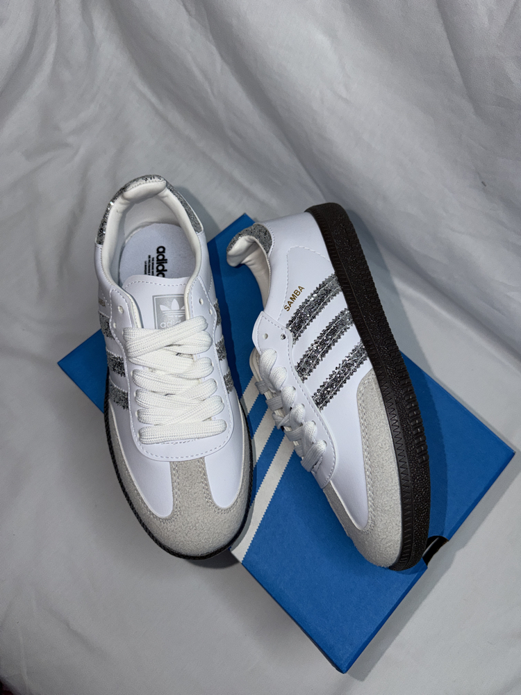 Adidas Samba OG – White / Glitter (Sequins Stripes) 
