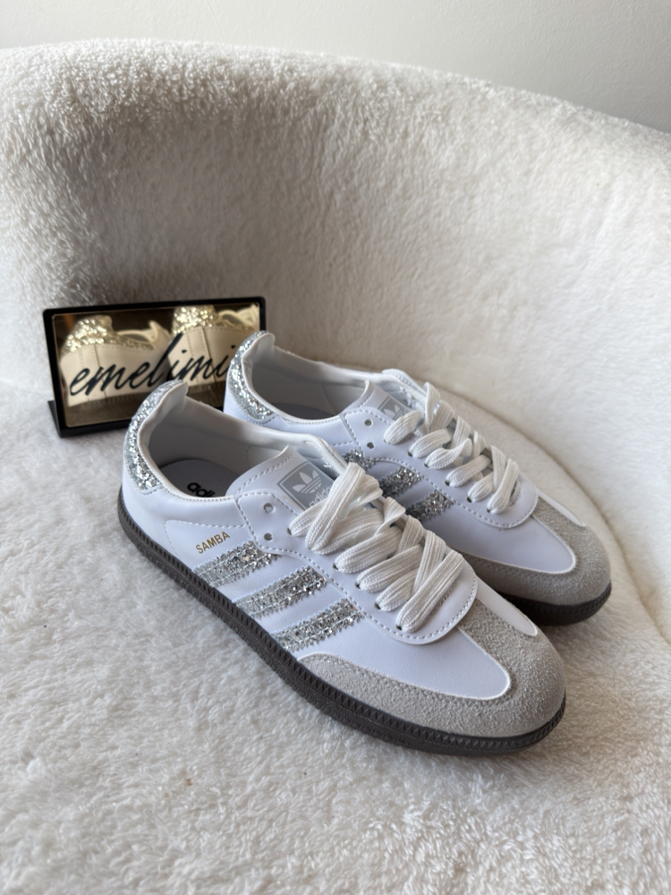 Adidas Samba OG – White / Glitter (Sequins Stripes) 