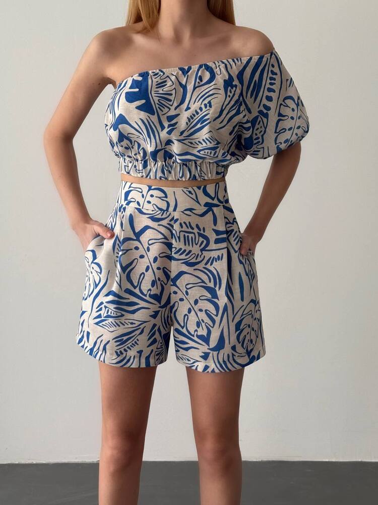 Crop Bluz-Şort Takım