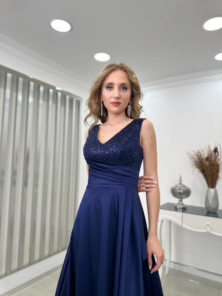 EMİ ZENN 2328 LACİVERT SATEN ABİYE