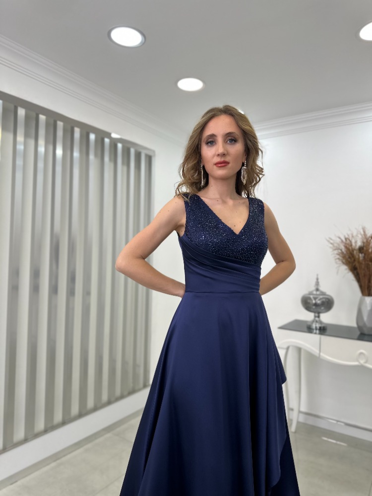 EMİ ZENN 2328 LACİVERT SATEN ABİYE