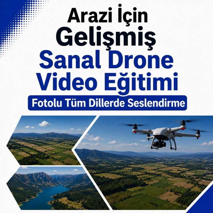 Arazi İçin Gelişmiş Sanal Drone Video Eğitimi Fotolu Tüm Dillerde Seslendirme