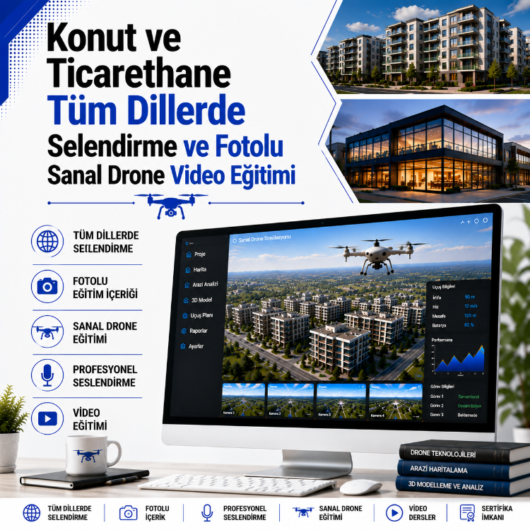 Konut veTicarethane Tüm Dillerde Selendirme ve Fotolu Sanal Drone Video Eğitimi
