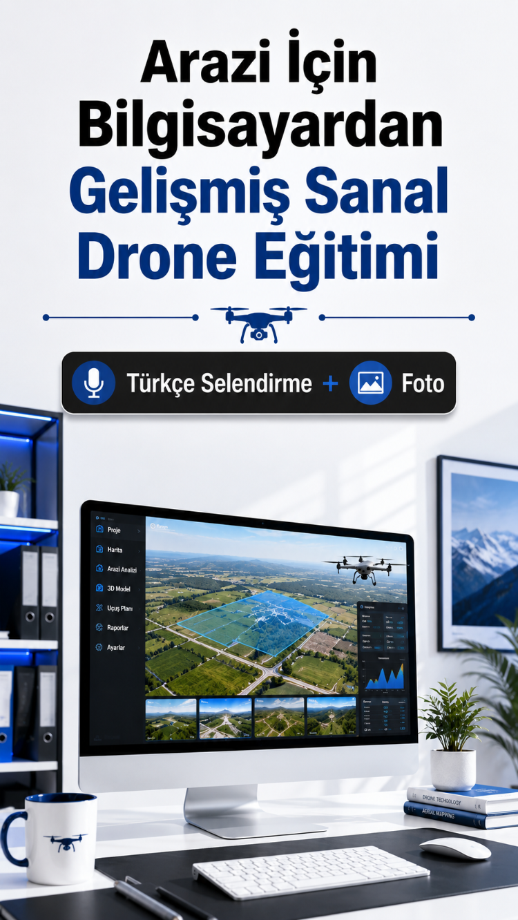 Arazi İçin Bilgisayardan Gelişmiş Sanal Drone Eğitimi Türkçe Selendirme+Foto