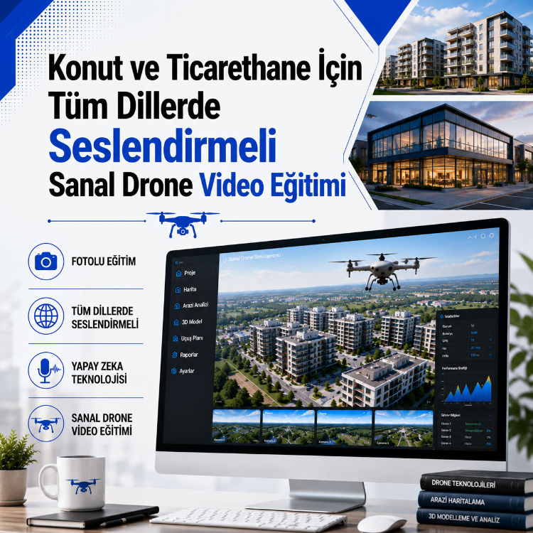 Konut ve Ticarethane İçin Tüm Dillerde Seslendirmeli Sanal Drone Video Eğitimi