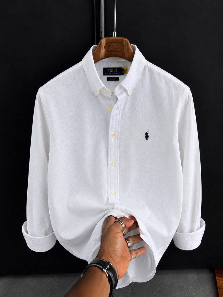 Polo Ralphlauren-Beyaz-Keten Kumaş Gömlek-Yazlık