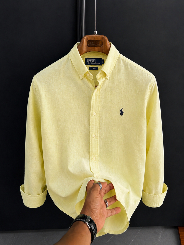 Polo Ralphlauren-Sarı-Keten Kumaş Gömlek-Yazlık