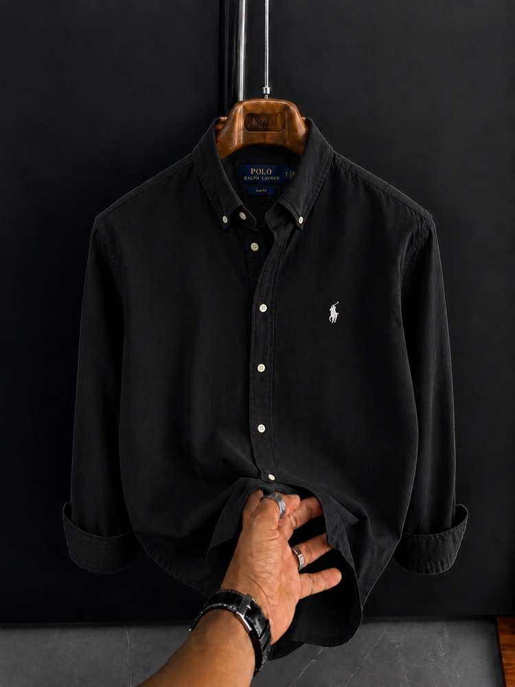 Polo Ralphlauren-Siyah-Keten Kumaş Gömlek-Yazlık