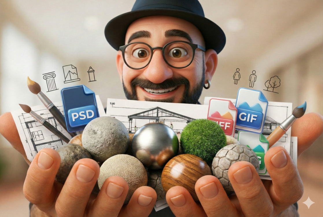 DEV MİMARİ ARŞİV PAKETİ: DWG, PSD VE PBR TEXTURE KÜTÜPHANESİ