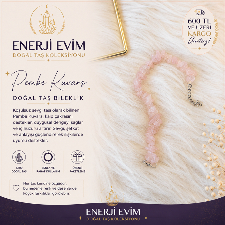 Pembe Kuvars Bileklik 