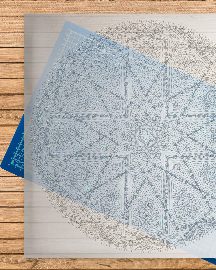 Perforated Stencil 40 cm. - Cloud Motif Star Interlace / Seljuk Star Tile Plate Pattern