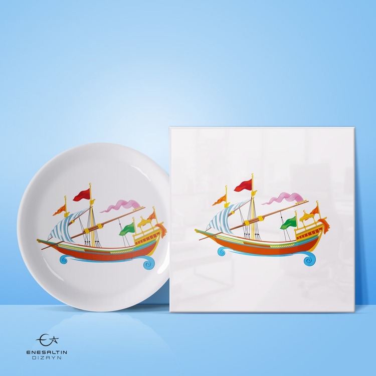 Perforated Stencil 10 x 15 cm – Galleon Motif Tile / Plate Pattern