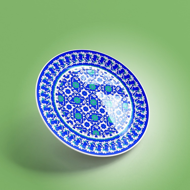 Perforated Stencil 25 cm. - Checkered Lotus Rumi Tile Plate Pattern