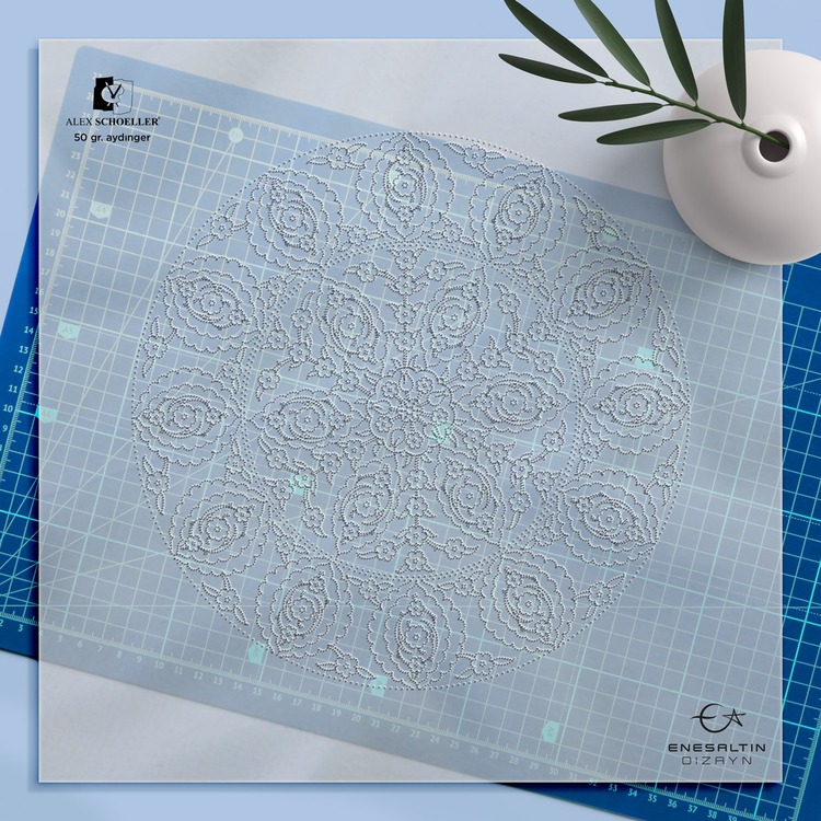 Perforated Stencil Set 4-Piece - Iznik Tile Pattern with Galleon Motif