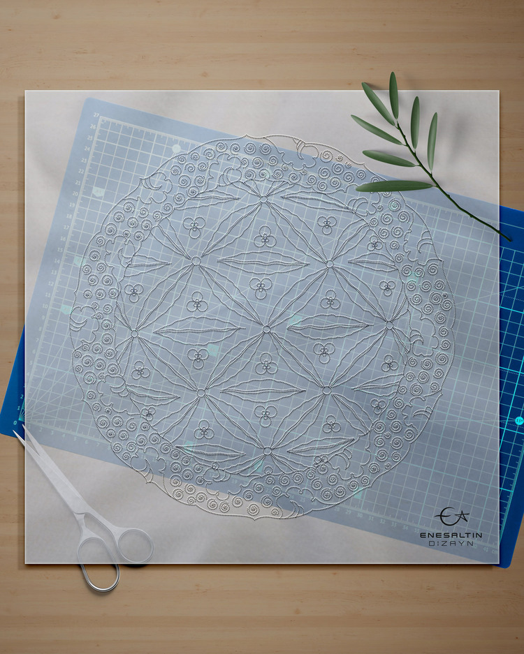Perforated Stencil 30 cm. - Classic Iznik Lip and Cintemani Tile Plate Pattern