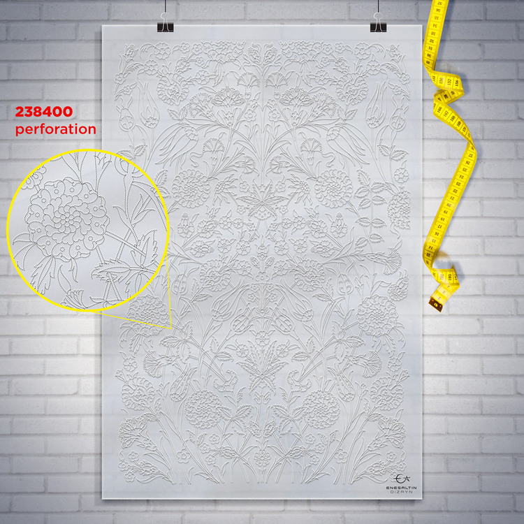 Perforated Stencil 40x60 cm. Oversized - Night Garden Plant Motif Tile / Plate Pattern