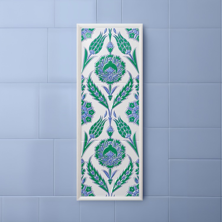 Perforated Stencil 20 x 60 cm. - Vertical Panel Symmetrical Herbal Ulama Tile Pattern