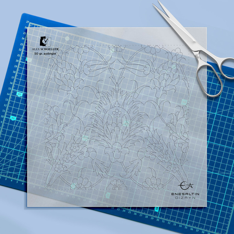Perforated Stencil 25 x 25 cm – Ulama Seamless Symmetric Hatayi Tile Tile Pattern