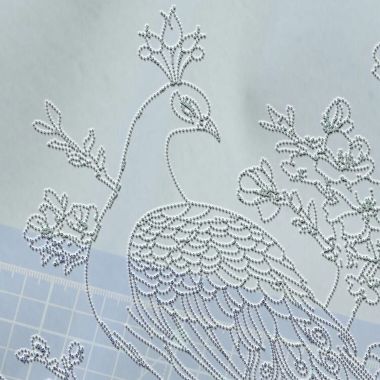Perforated Stencil 40x60 cm. Oversized - Exotic Peacock Motif Tile Pattern