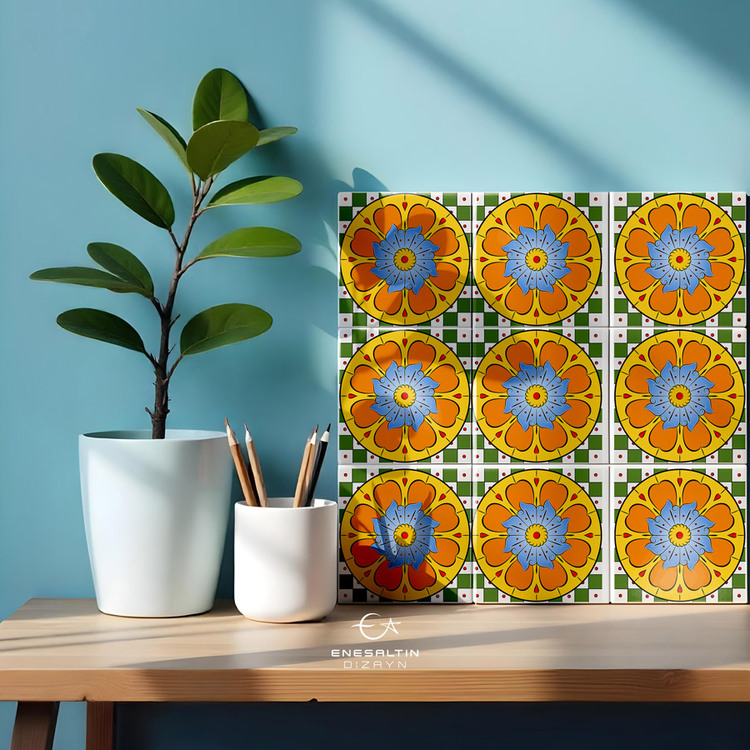 Perforated Stencil Pattern 10 x 10 cm – 2 Copies of Sicilian Style Gothic Floral Tile Pattern