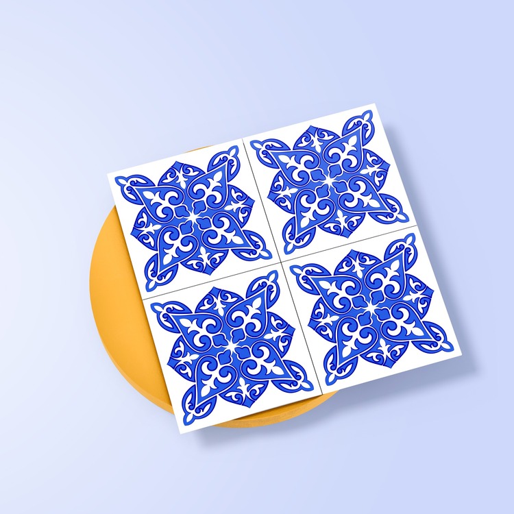 Perforated Stencil 10 x 10 cm – 2 Copies of Vintage Mosaic Rumi Tile Motif Tile Pattern