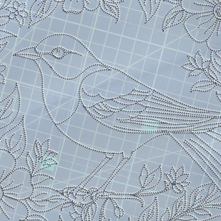 Perforated Stencil 20 cm. - Exotic Motif Sparrow and Flower Branch Tile Plate Pattern