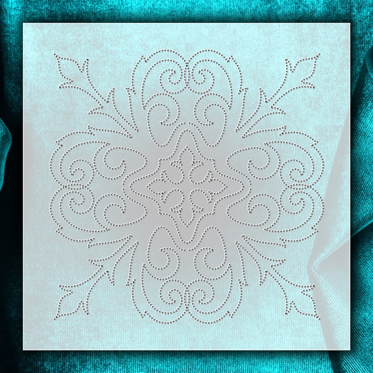 Perforated Stencil 10 x 10 cm – 2 Copies of Vintage Mosaic Tile Motif Tile Pattern