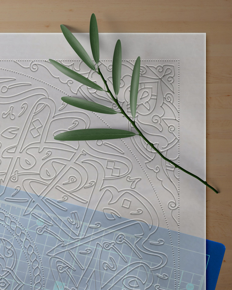 Perforated Stencil 50 x 50 cm - Rumi Arched Ikhlas Surah Calligraphy Tile Pattern