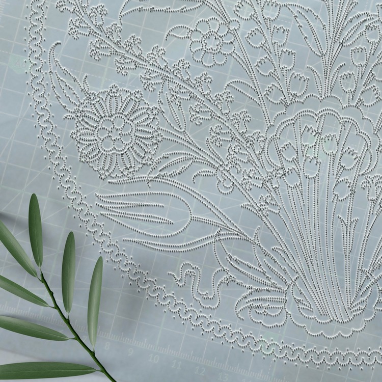 Perforated Stencil 30 cm. - Hyacinth and Thorn Plant Motif Iznik Tile Pattern