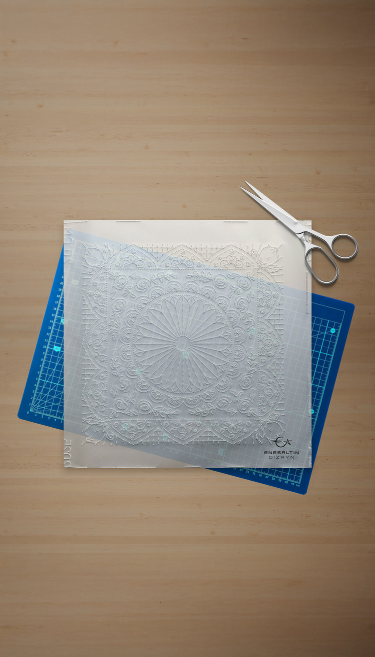 Perforated Stencil 20 x 20 cm – Sicilian Style Baroque Star, Rose and Lemon Tile Pattern