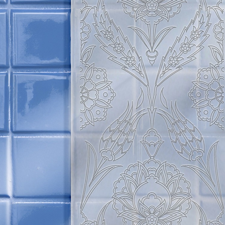 Perforated Stencil 20 x 60 cm. - Vertical Panel Symmetrical Herbal Ulama Tile Pattern