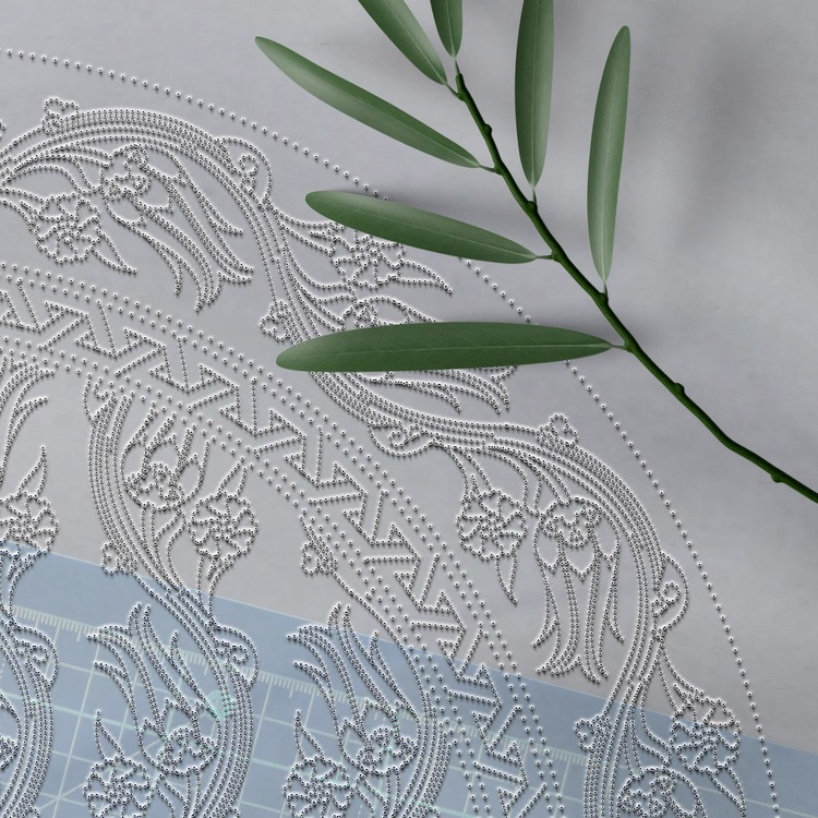 Perforated Stencil 40 cm. - Ivy Tulip Motif Tile Plate Pattern