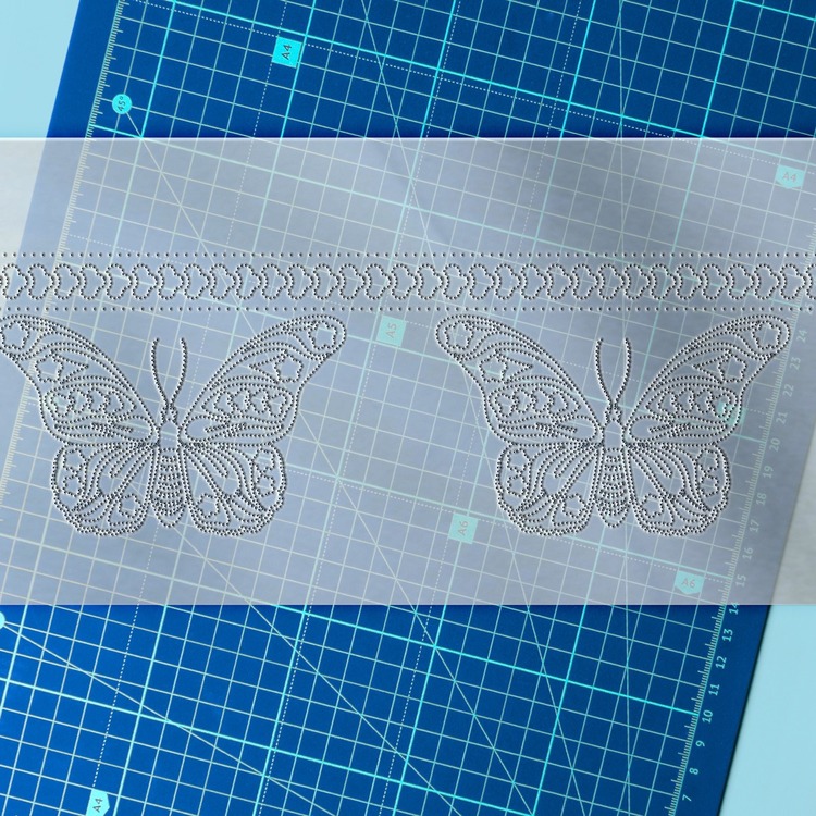 Perforated Stencil Pattern 9 x 25 cm - Exotic Butterfly Tile Mug Pattern / Tile Pattern