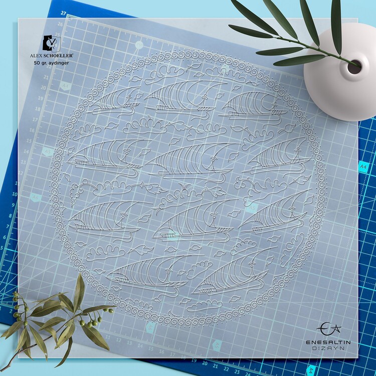Perforated Stencil -  Iznik Tile Pattern with Galleon Motif