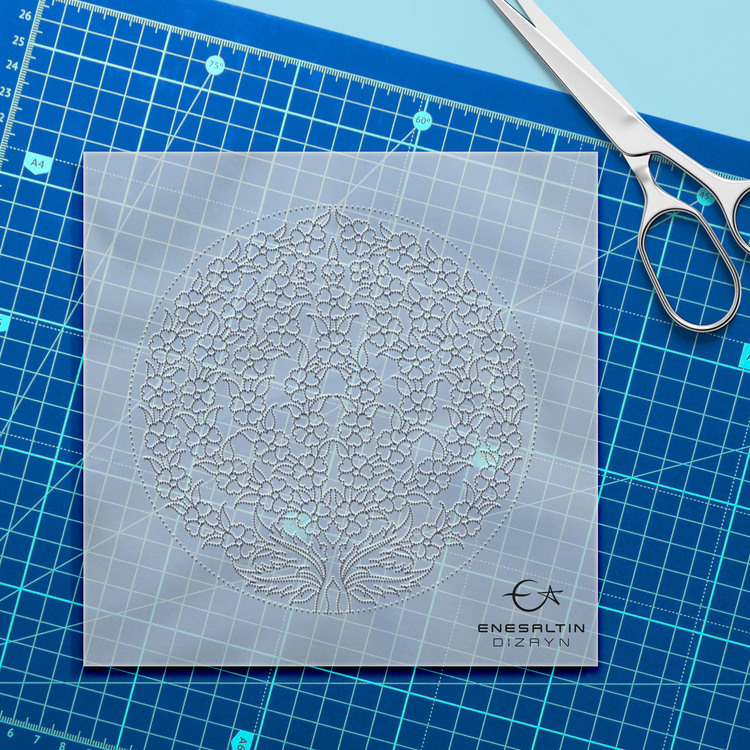 Perforated Stencil - Tree of Life Tile Plate Pattern Design