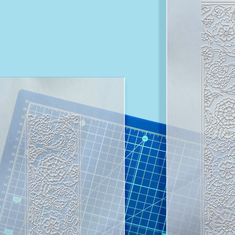 Perforated Stencil 10x80 + 10x40 cm. - Cloud and Penc Motif Mirror Frame Tile Pattern