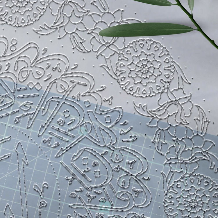 Perforated Stencil 40 cm. - Evil Eye Verse Calligraphy Tile Plate Pattern with Edge Motif